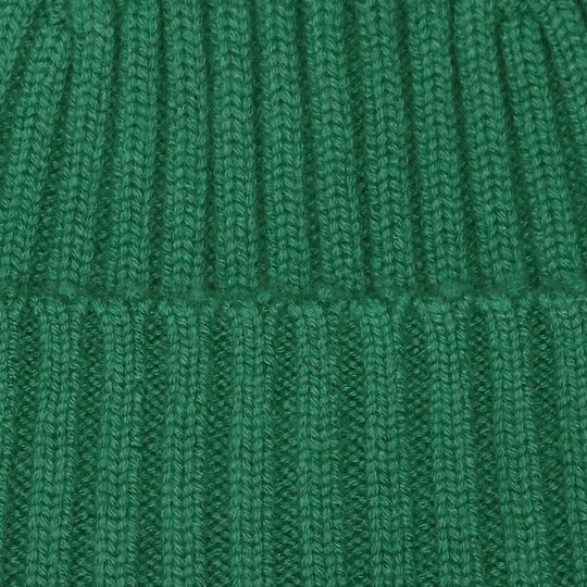 Green Ribbed Cashmere Beanie