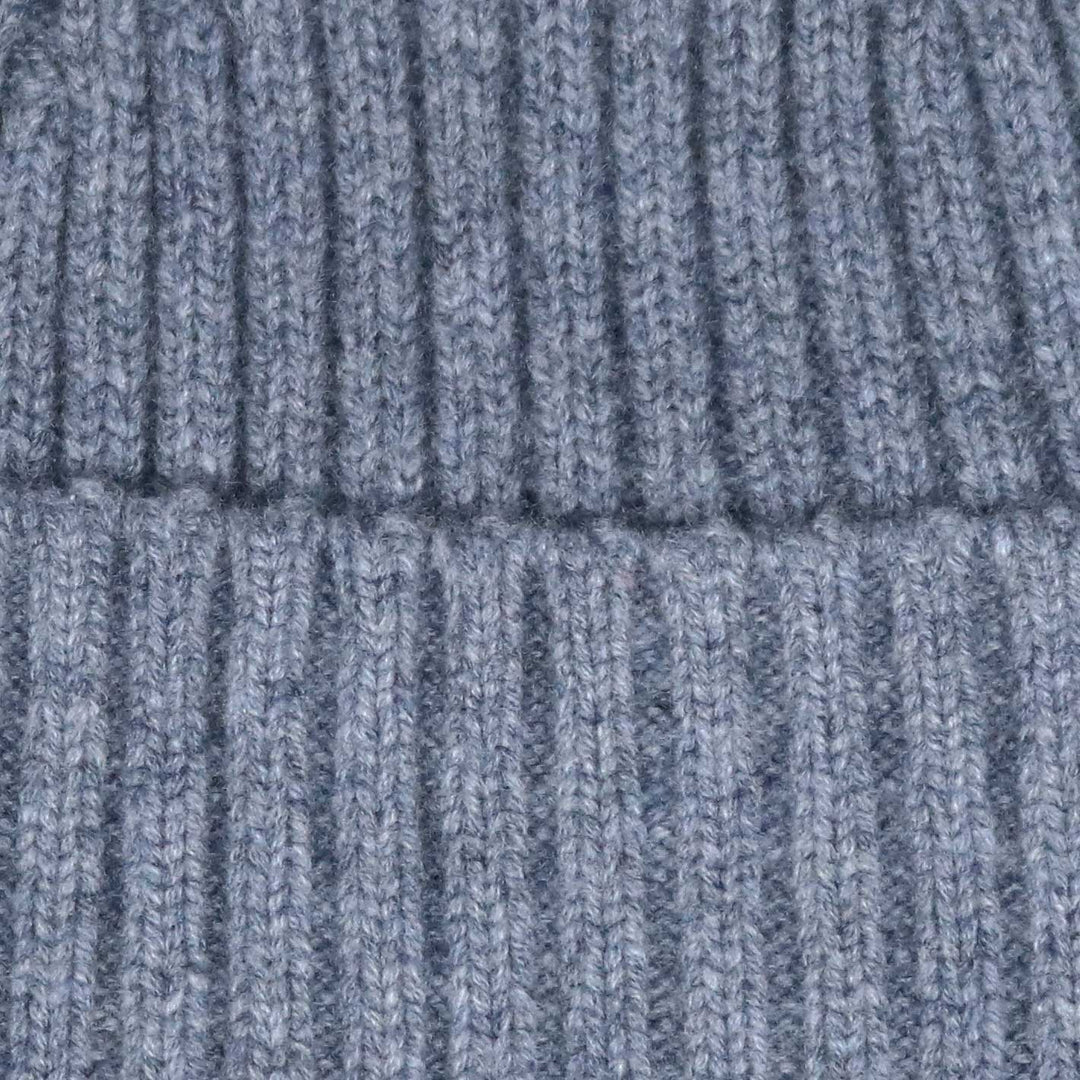 Grey Ribbed Cashmere Beanie
