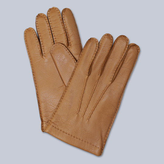 Light Brown Cashmere Lined Deer Skin Gloves