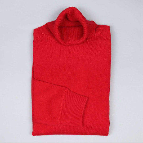 Red Raglan Cashmere Roll Neck Sweater