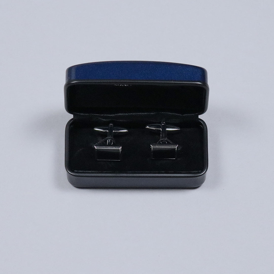 Silver Plated Black Inlay Square Cufflinks