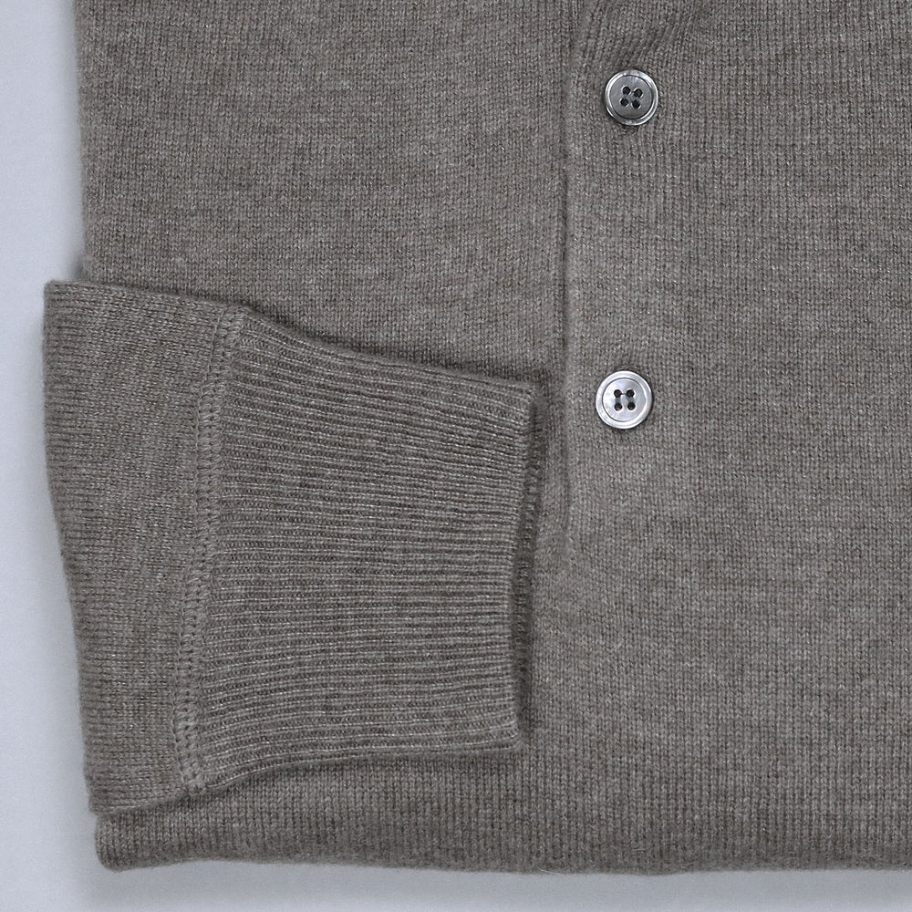 Taupe Raglan Cashmere Polo Sweater