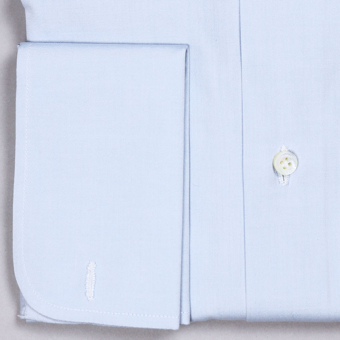 Light Blue Rounded Double Cuff Shirt
