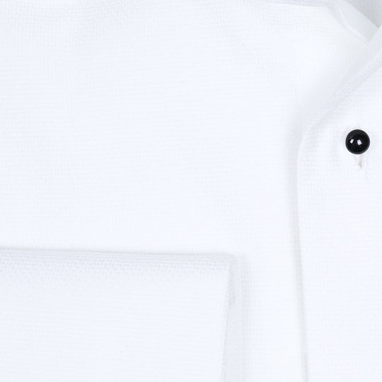 White Double Cuff Pique Tuxedo Shirt