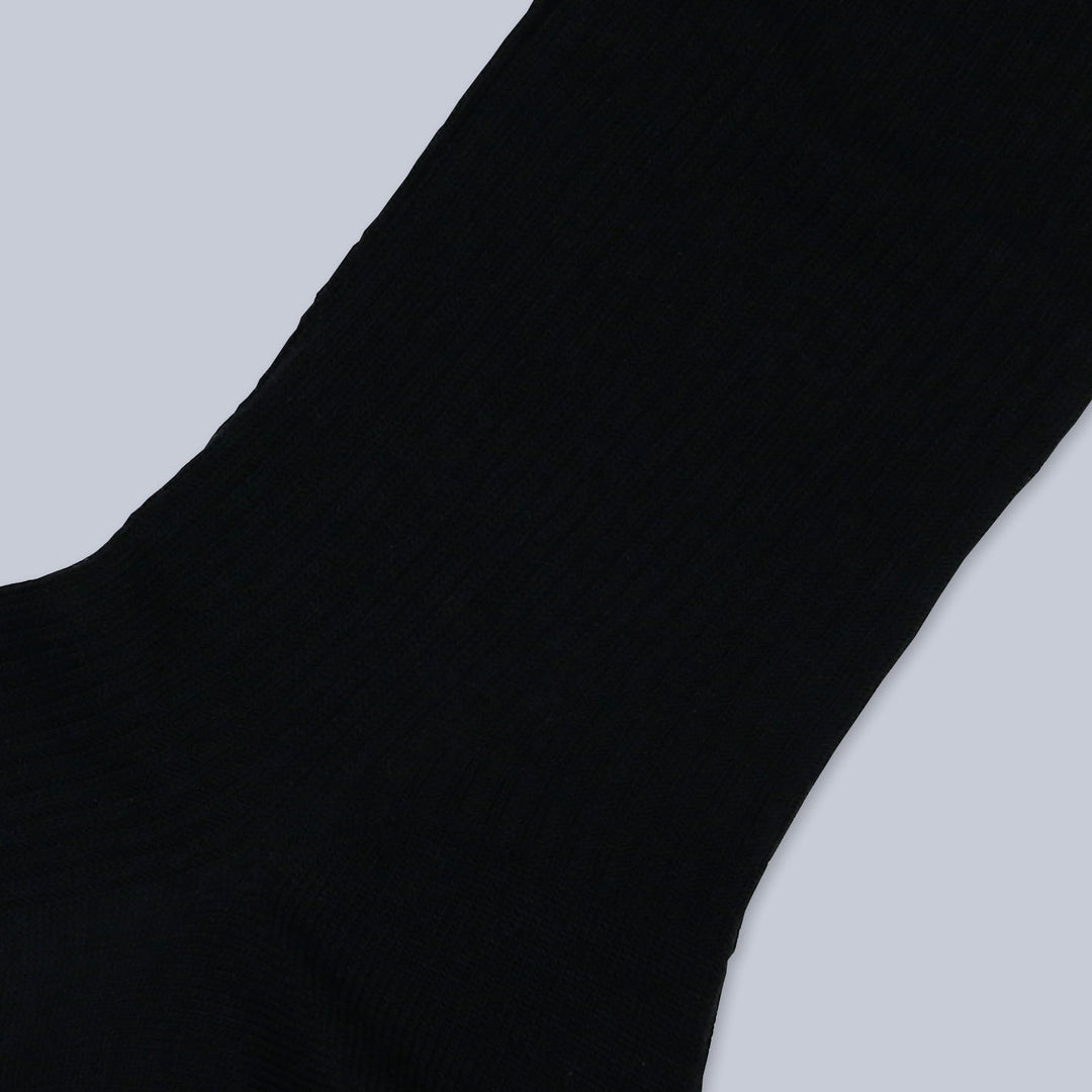 Black Ribbed Merino Wool Ankle Length Socks