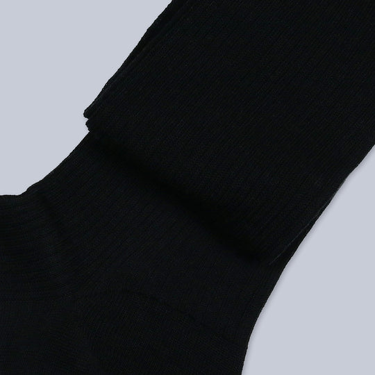 Black Ribbed Merino Wool Over The Calf Socks