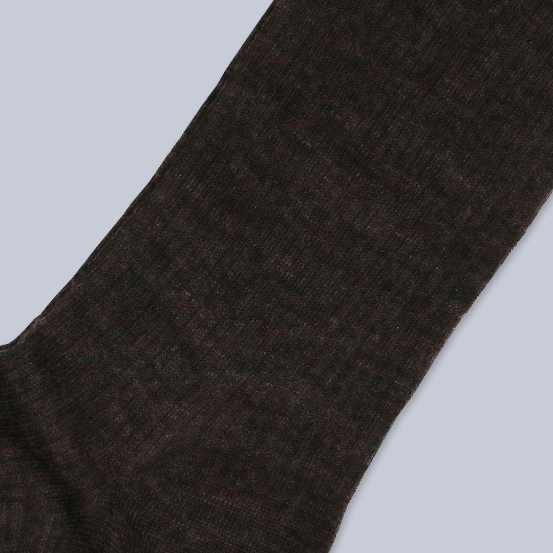Brown Ribbed Merino Wool Ankle Length Socks