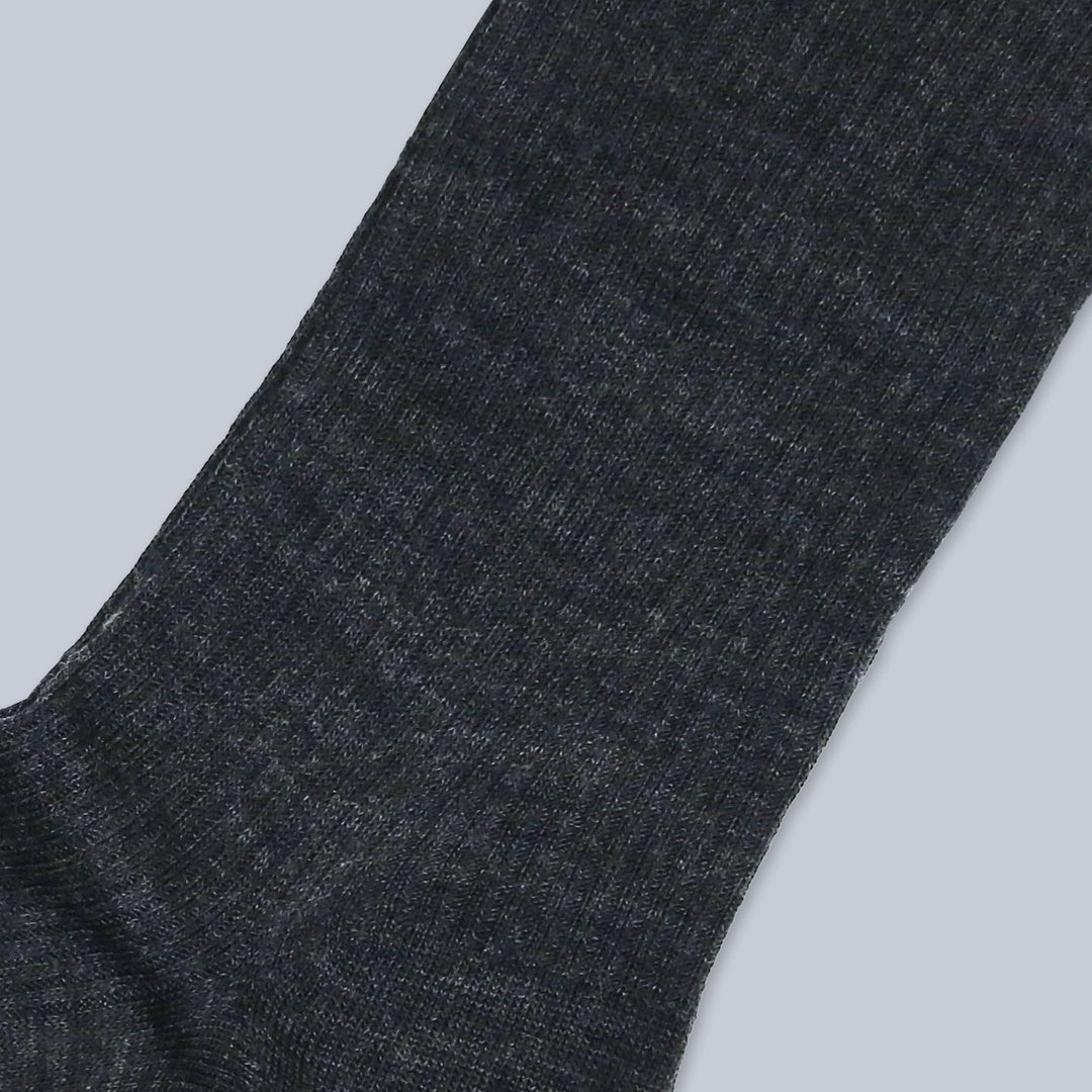 Charcoal Ribbed Ankle Length Merino Wool Socks