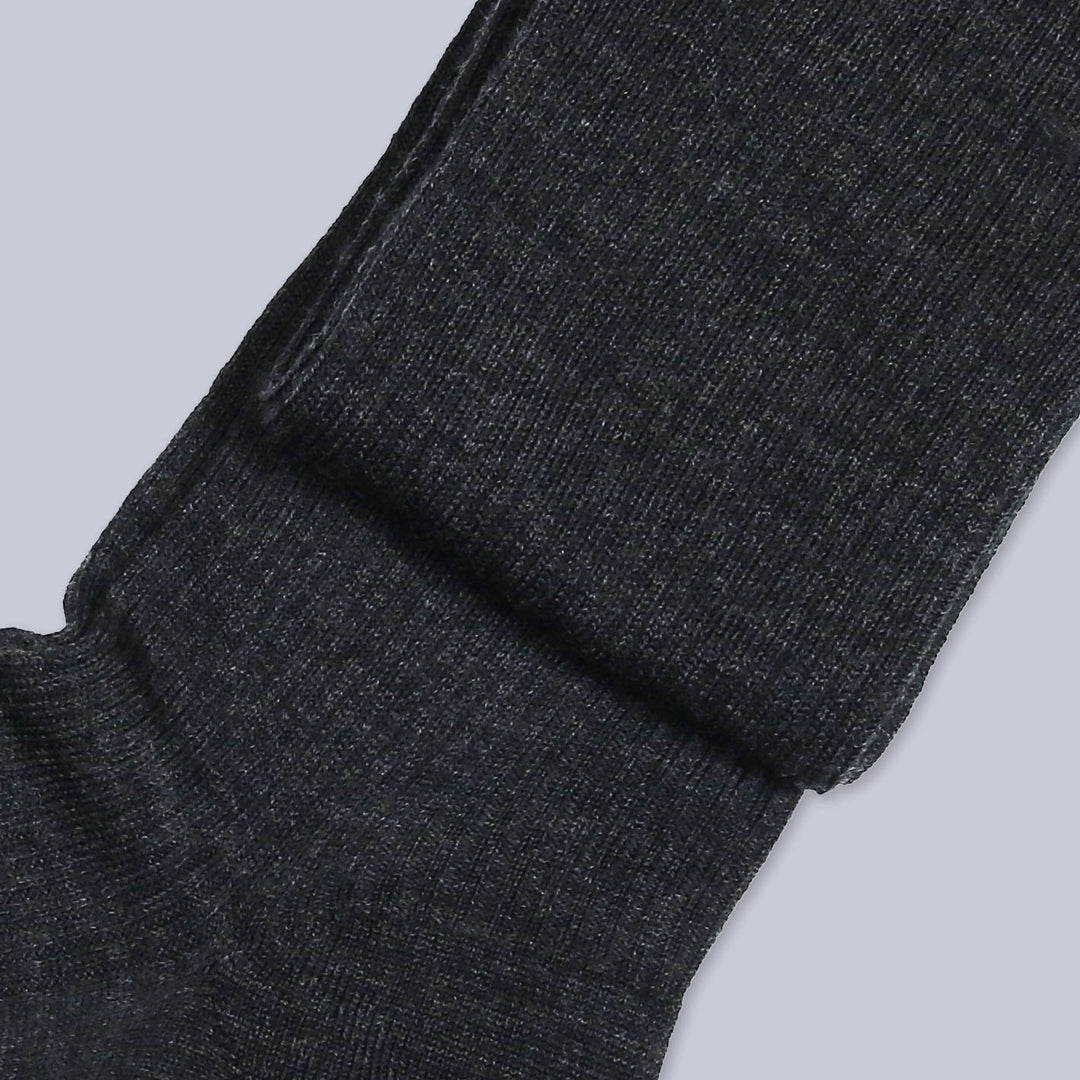 Charcoal Ribbed Merino Wool Over The Calf Socks