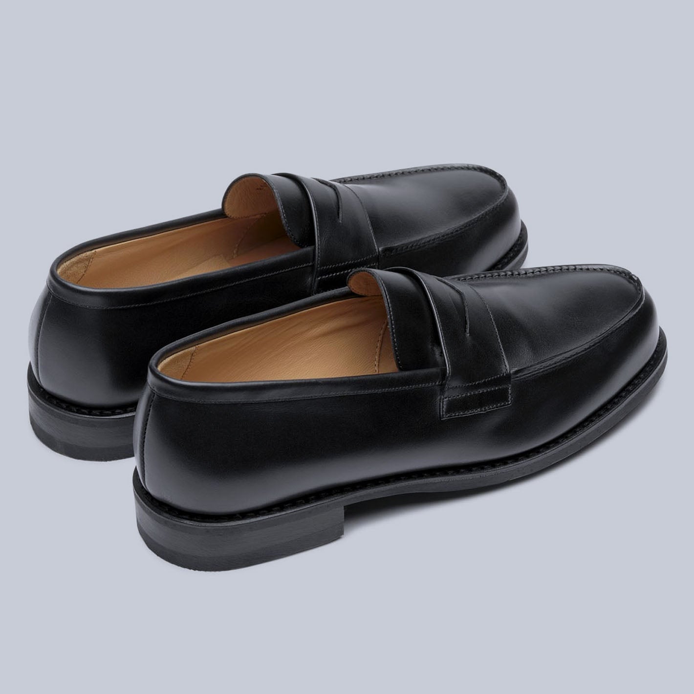 Black Leather Rubber Sole Adonis Loafers – Lund & Lund