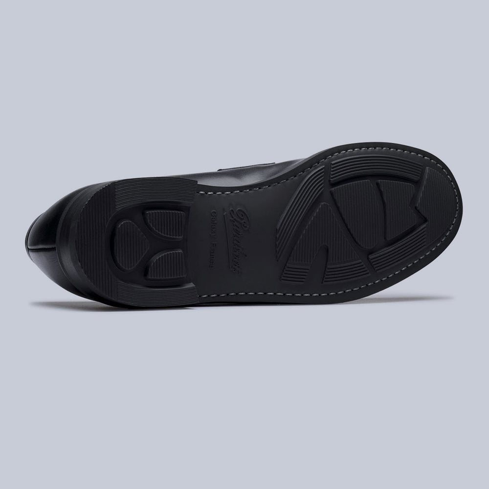 Black Leather Rubber Sole Adonis Loafers