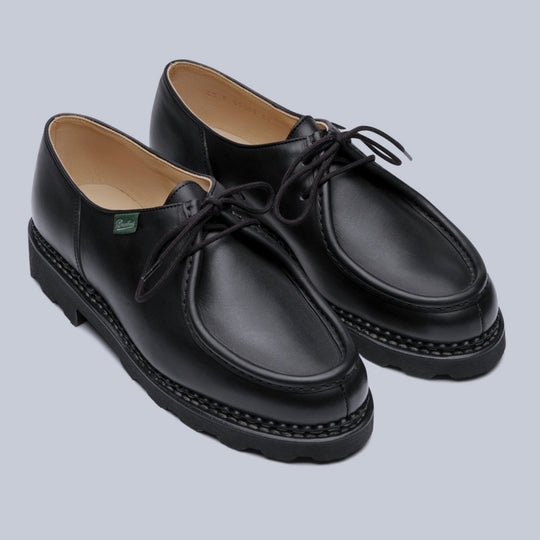 Black Leather Michael Derby Shoes