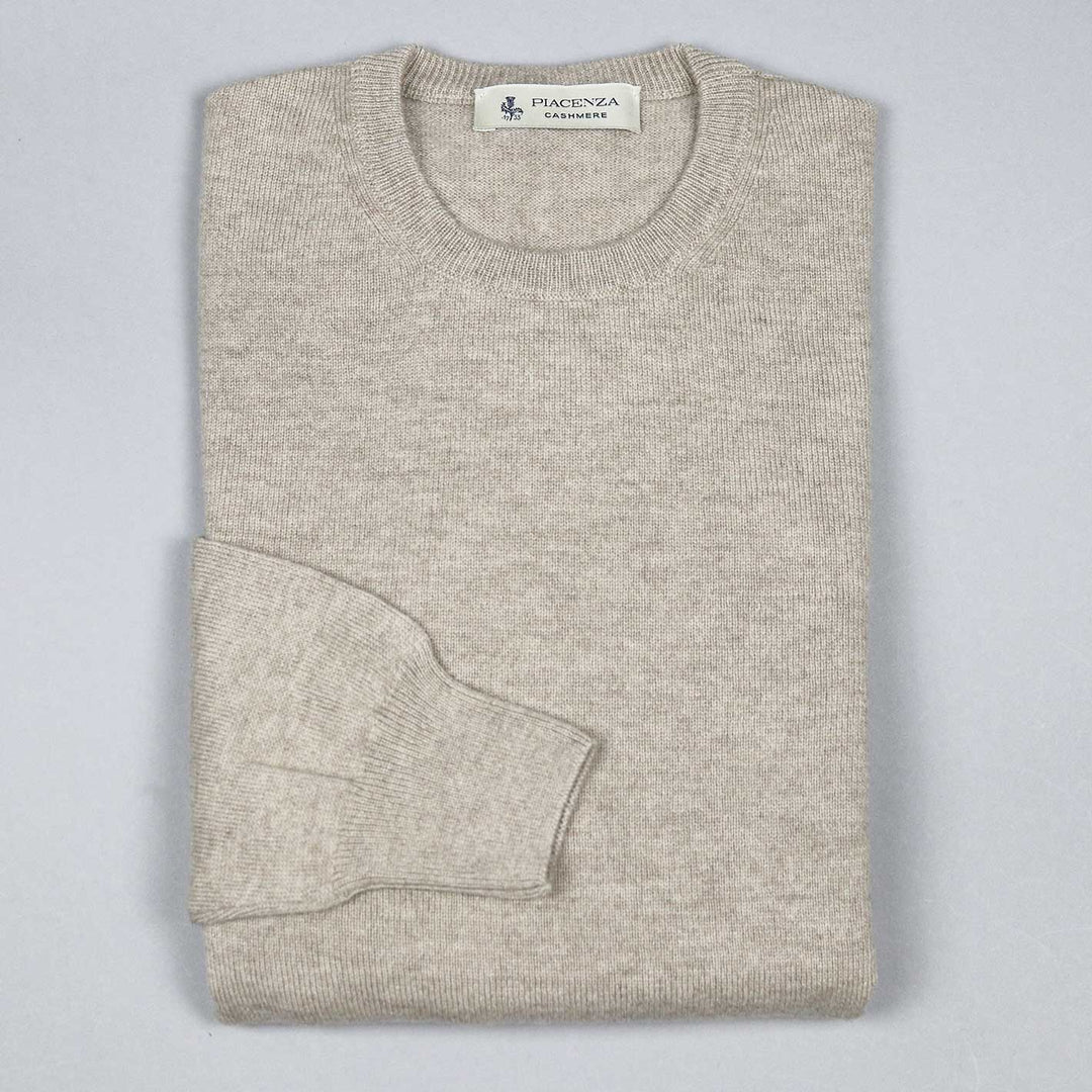 Beige Cashmere Crewneck Sweater