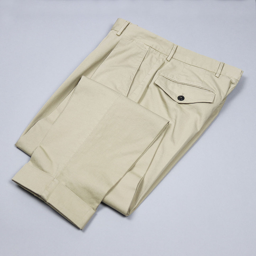 Beige Workwear Cotton Trousers