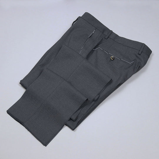 Dark Grey Virgin Wool Slim Fit Trousers