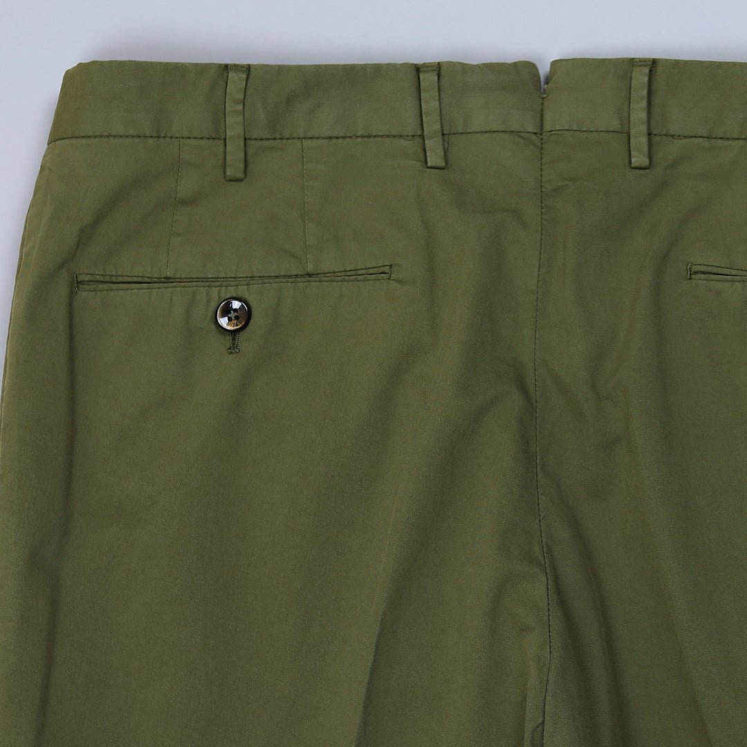Green Cotton Slim Fit Trousers