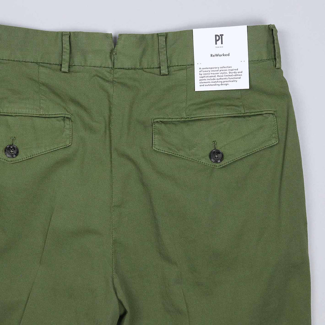 Green Workwear Cotton Linen Trousers