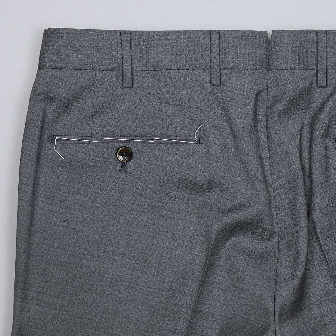 Grey Virgin Wool Slim Fit Trousers