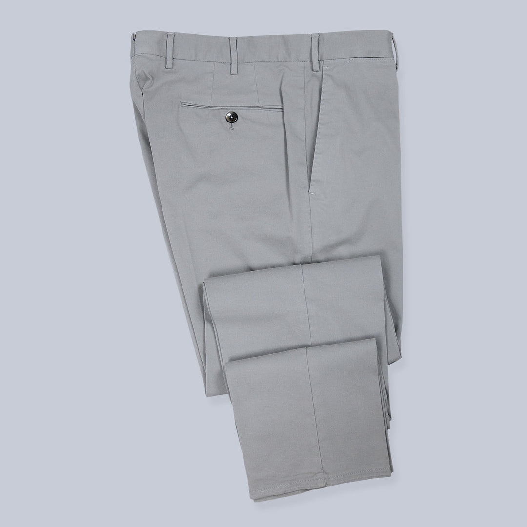 Mid Grey Cotton Slim Fit Trousers