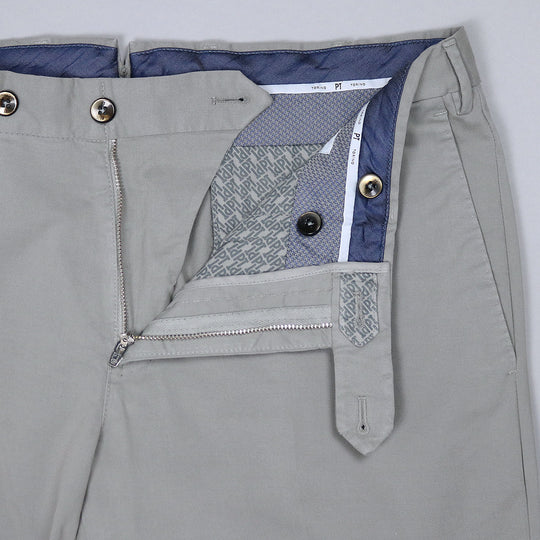 Mid Grey Cotton Slim Fit Trousers