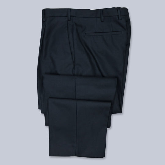 Navy High Rise Cotton Trousers