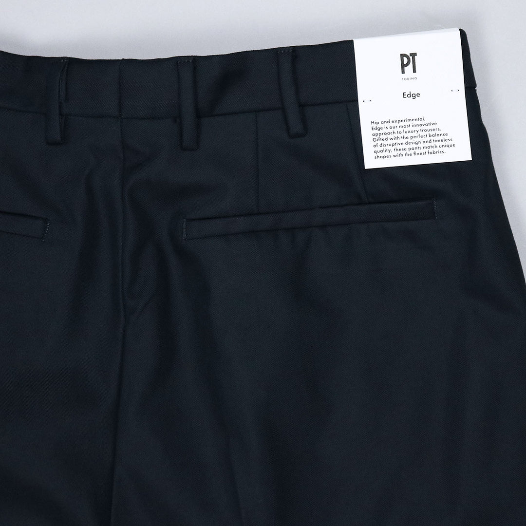 Navy High Rise Cotton Trousers