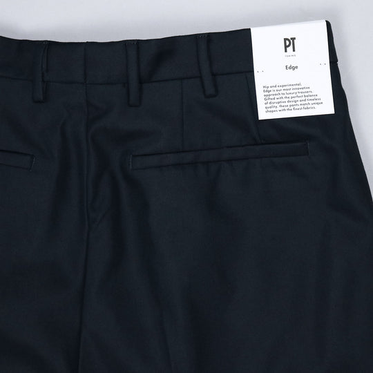 Navy High Rise Cotton Trousers