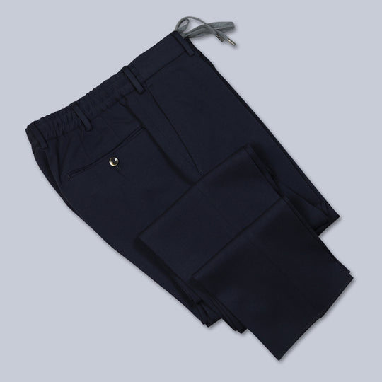 Navy Jersey Drawstring Trousers