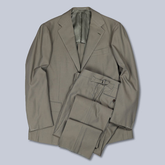 Taupe Wool Cotton Suit