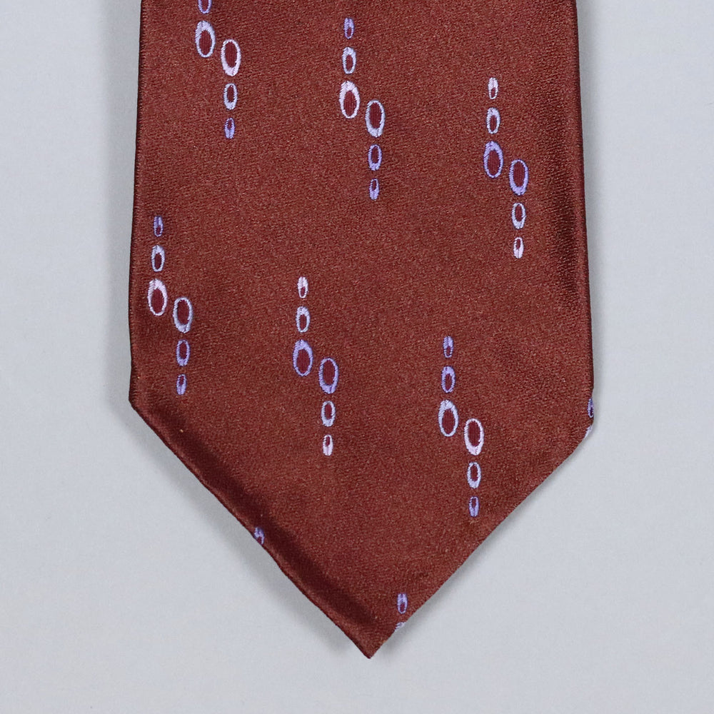 Burgundy White Geometric Silk Tie
