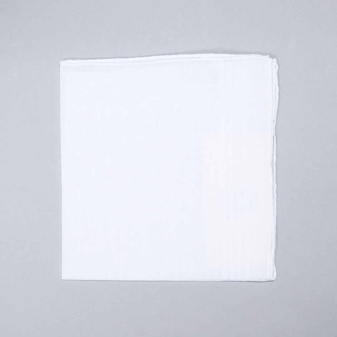 Banteux Archive White Cotton Linen Pocket Square
