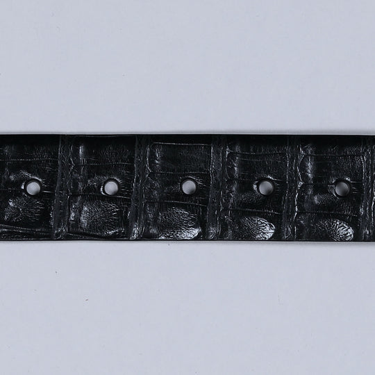 Black Crocodile Leather Silver Buckle 35mm Belt
