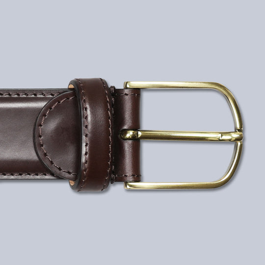 Brown Leather Brass Buckle 35mm Belt