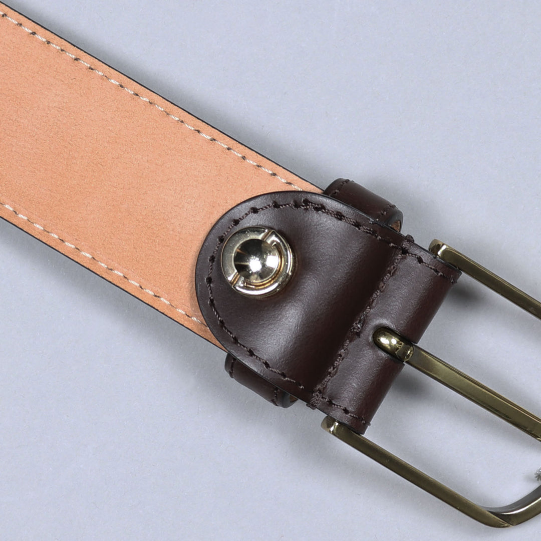 Brown Leather Brass Buckle 35mm Belt