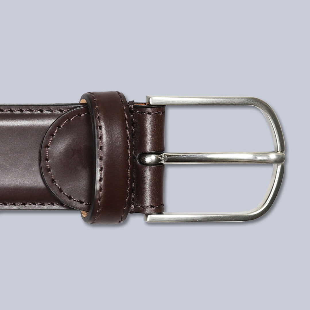 Brown Leather Silver Buckle 35mm Belt