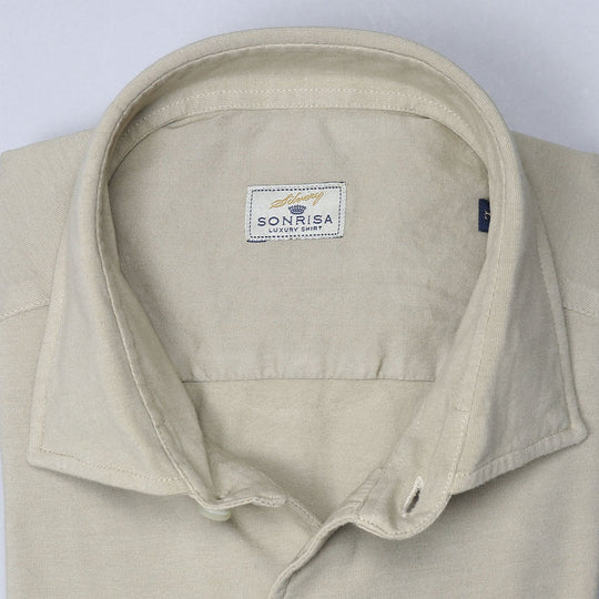Dark Beige Soft Cotton Jersey Shirt