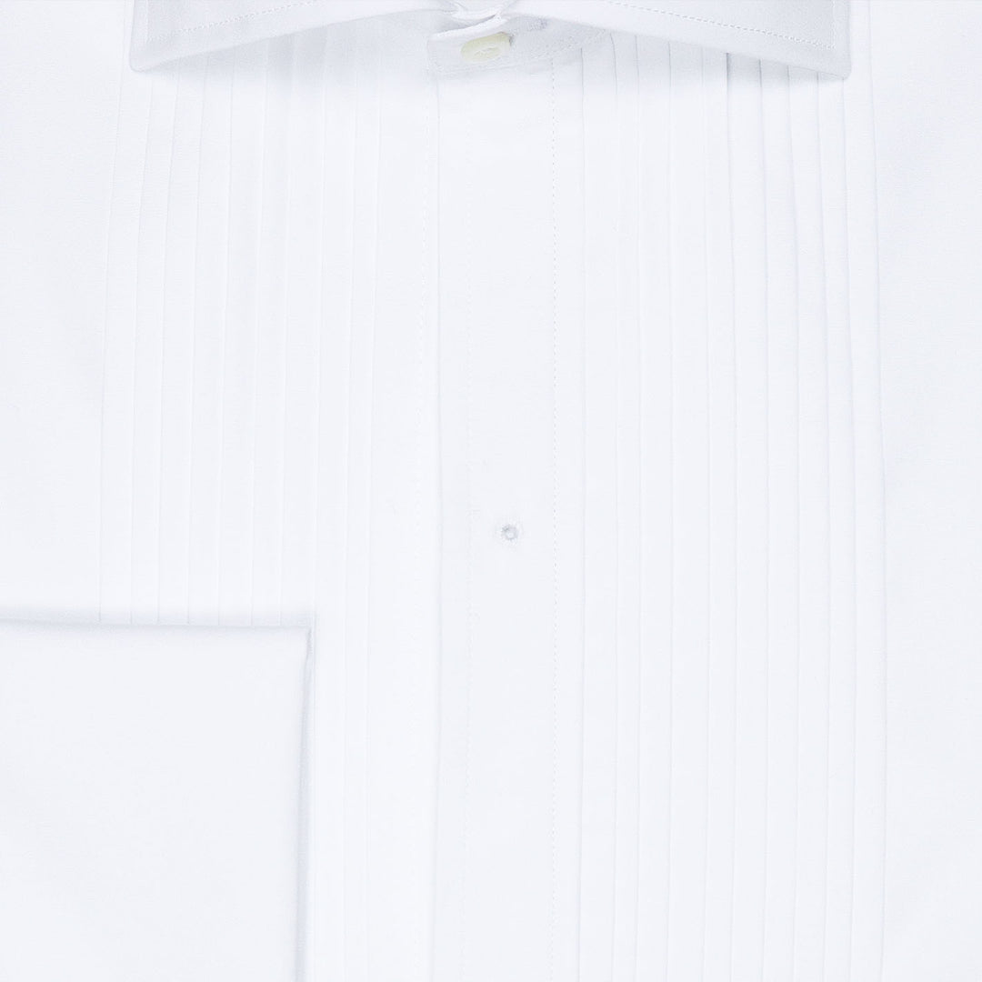 White Pleated Front Classic Tuxedo Shirt