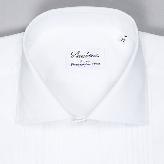 White Pleated Front Classic Tuxedo Shirt