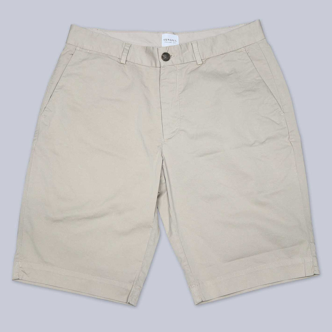 Beige Classic Cotton Chino Shorts