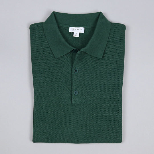 Deep Green Short Sleeve Fine Texture Polo Shirt