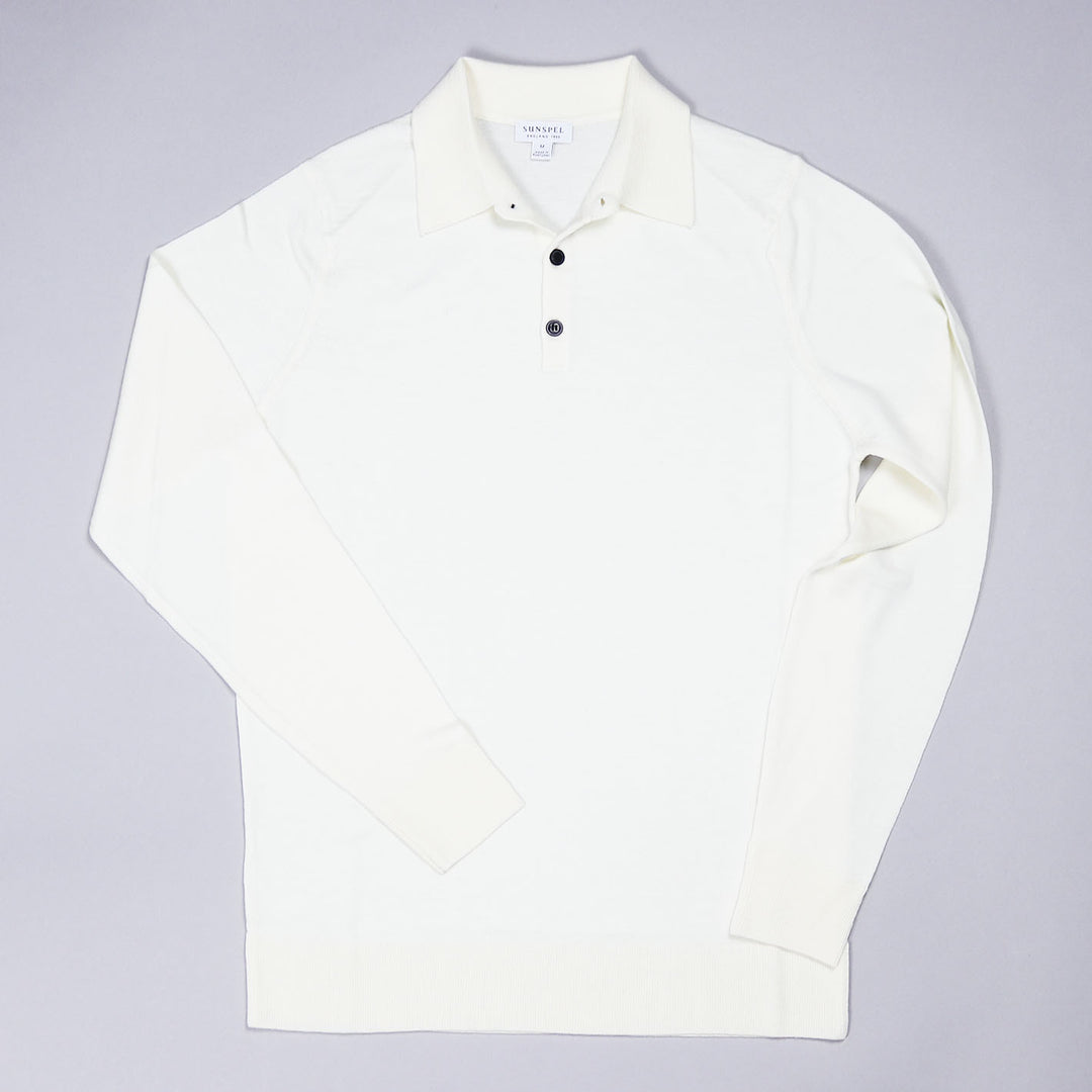Off-white Merino Long Sleeve Polo Shirt