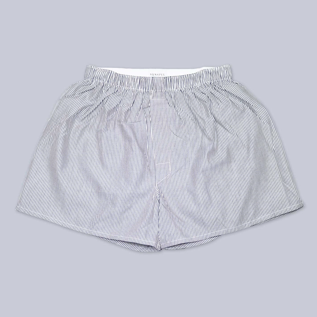 White Blue Pinstripe Cotton Boxer Shorts