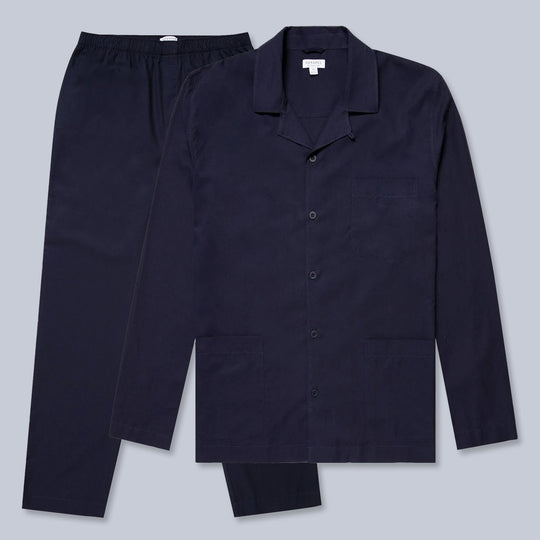 Navy Cotton Pyjama Shirt Trouser Set
