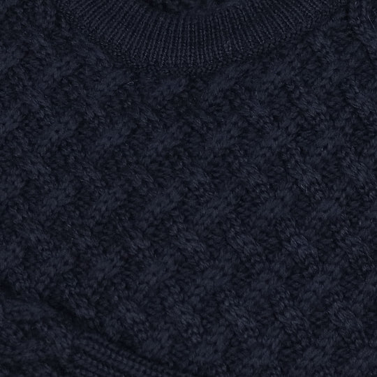 Navy Merino Cable Knitted Sweater