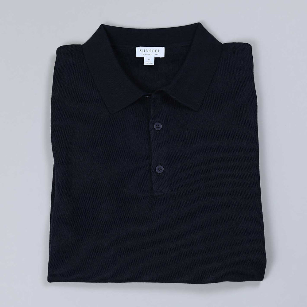 Navy Short Sleeve Fine Texture Polo Shirt