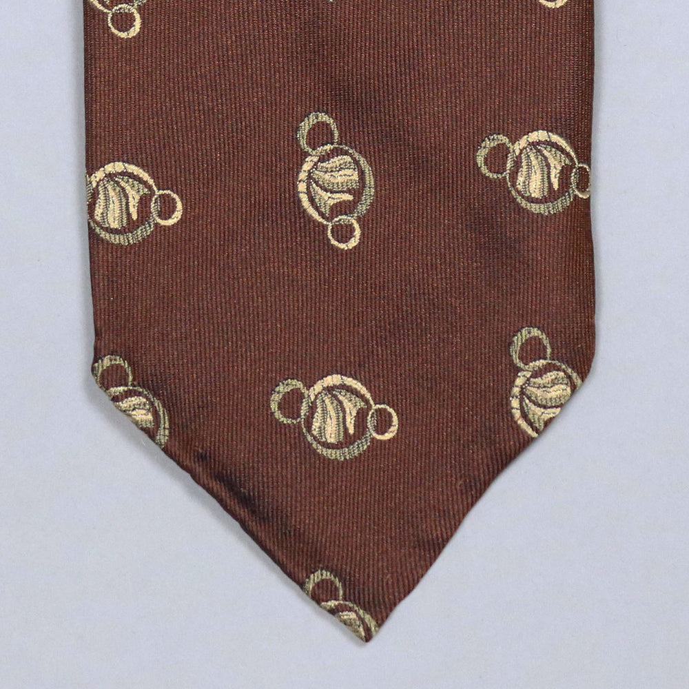 Tobacco Brown Gold Patterned Silk Tie