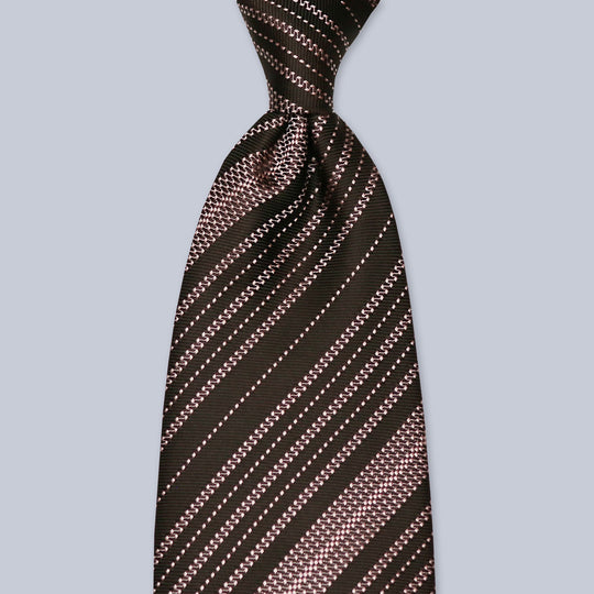 Brown Bronze Striped Silk Tie