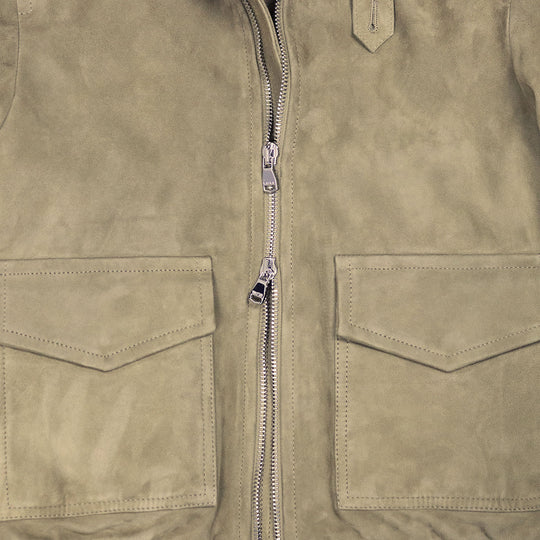 Camel Soft Suede Bomber Jacket