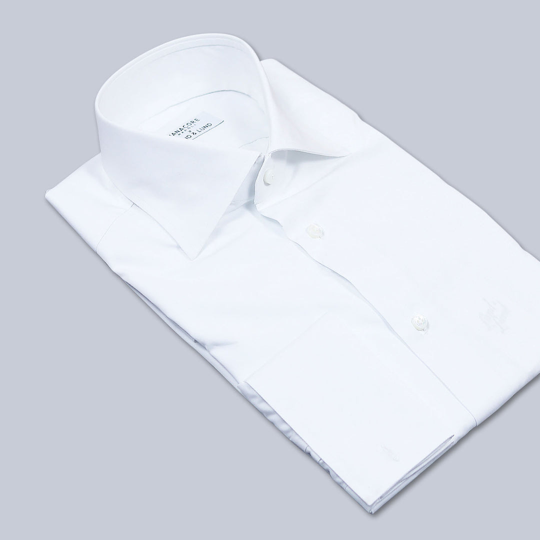 White Square Double Cuff Shirt