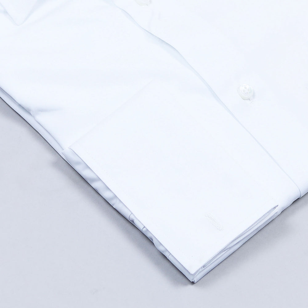 White Square Double Cuff Shirt